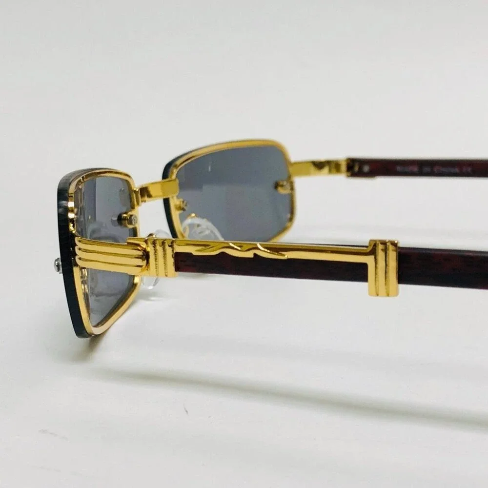 Sunglasses Men Hip Hop Shades Square Gold‎ Frame Elegant Classy Retro Festival